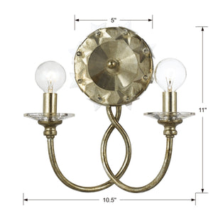 Willow 2 Light Antique Silver Sconce 442-SA