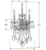 Maria Theresa 3 Light Swarovski Strass Crystal Polished Chrome Sconce 4423-CH-CL-S