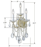 Maria Theresa 3 Light Swarovski Strass Crystal Polished Chrome Sconce 4423-CH-CL-S