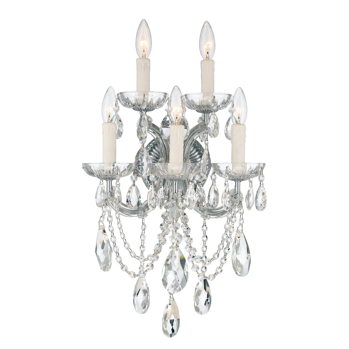 Maria Theresa 5 Light Spectra Crystal Polished Chrome Sconce 4425-CH-CL-SAQ