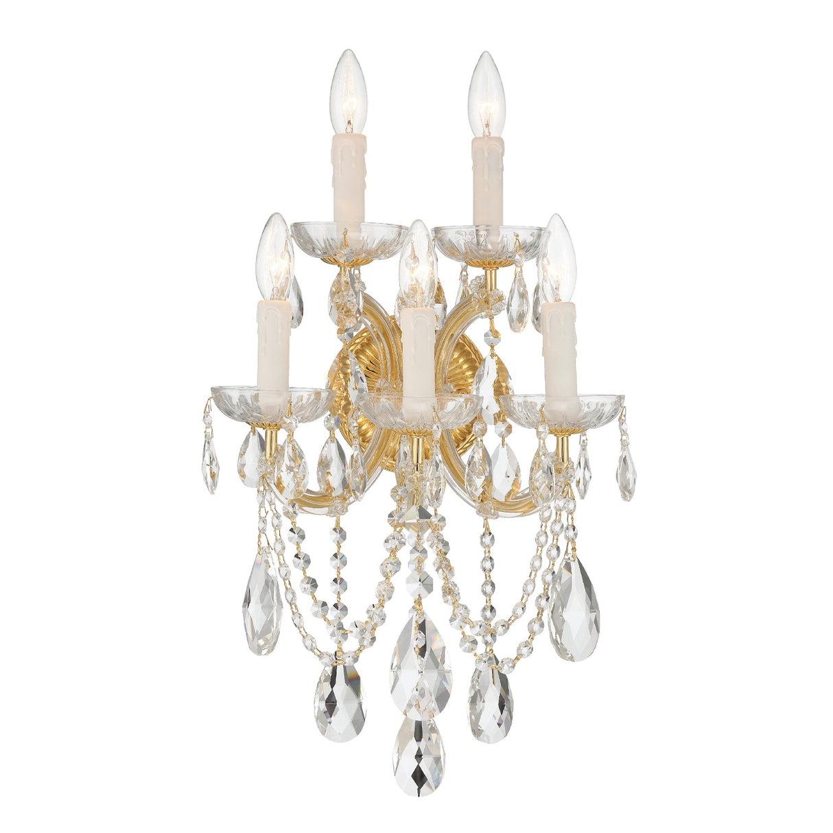 Maria Theresa 5 Light Spectra Crystal Gold Sconce 4425-GD-CL-SAQ