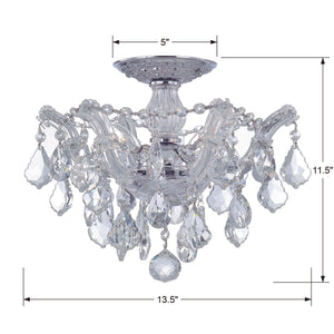 Maria Theresa 3 Light Swarovski Strass Crystal Polished Chrome Semi Flush Mount 4430-CH-CL-S