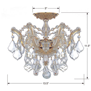 Maria Theresa 3 Light Swarovski Strass Crystal Polished Chrome Semi Flush Mount 4430-CH-CL-S