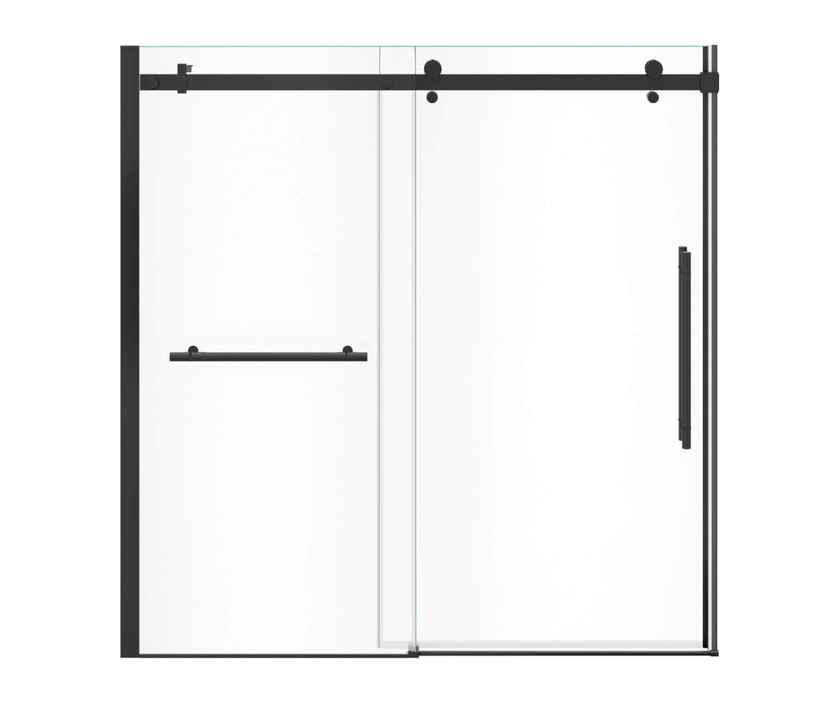 MAAX 138485-900-340-000 Vela 56 ½-59 x 59 in. 8 mm Sliding Tub Door with Towel Bar for Alcove Installation with Clear glass in Matte Black