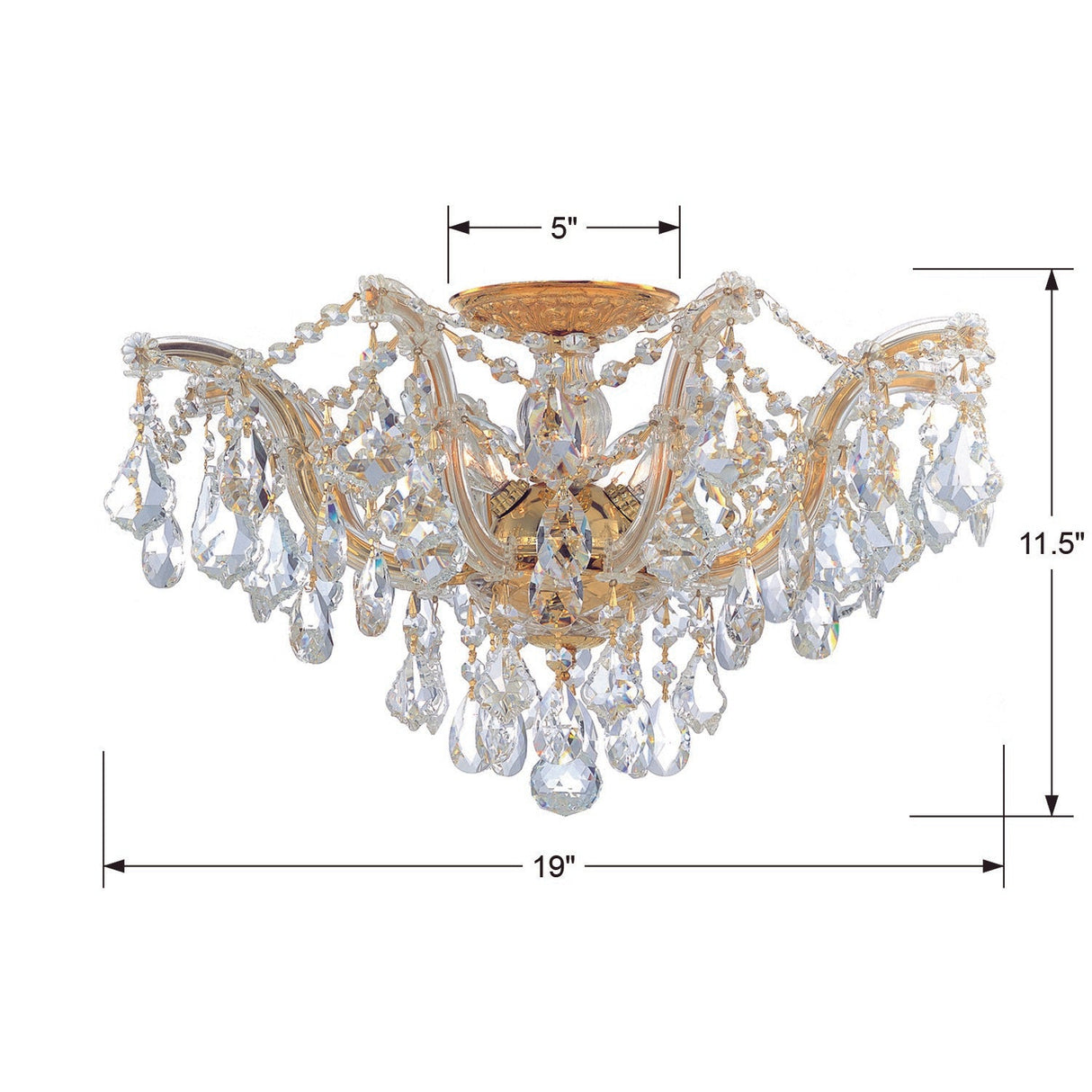Maria Theresa 5 Light Swarovski Strass Crystal Polished Chrome Semi Flush Mount 4437-CH-CL-S