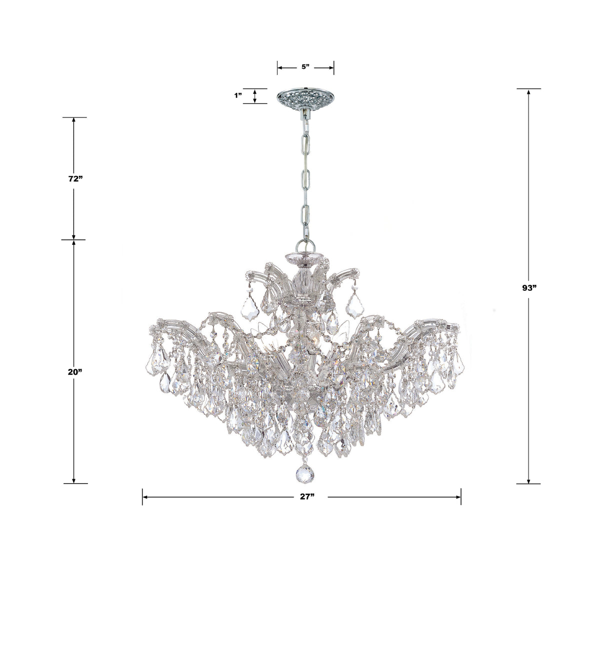 Maria Theresa 6 Light Hand Cut Crystal Polished Chrome Chandelier 4439-CH-CL-MWP