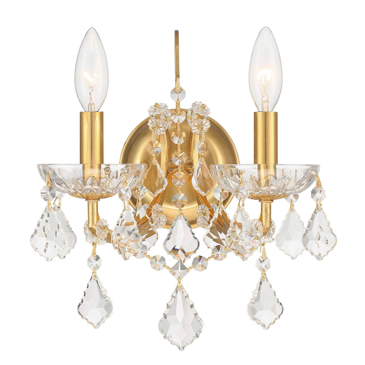 Filmore 2 Light Hand Cut Crystal Antique Gold Sconce 4452-GA-CL-MWP