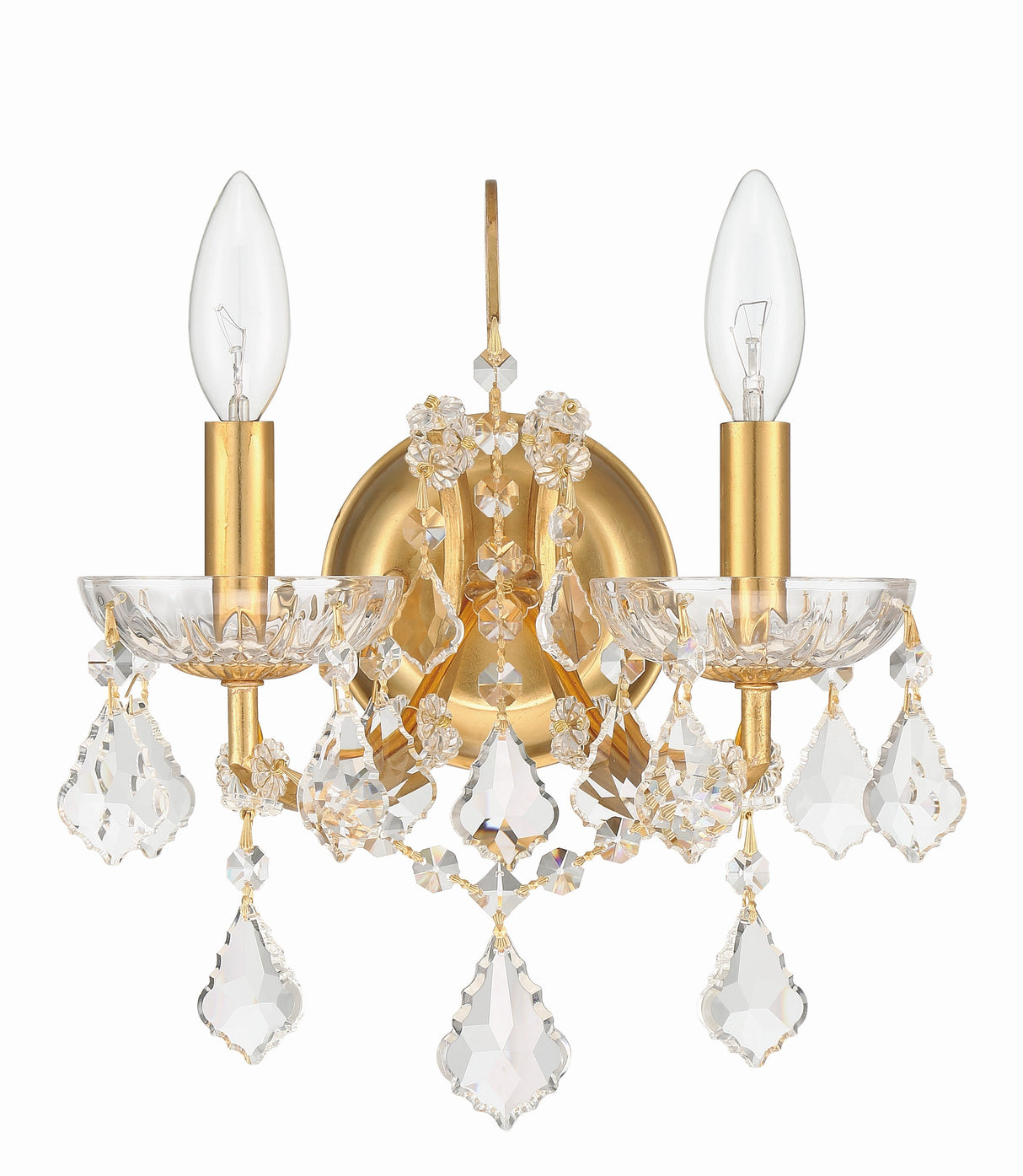 Filmore 2 Light Hand Cut Crystal Antique Gold Sconce 4452-GA-CL-MWP