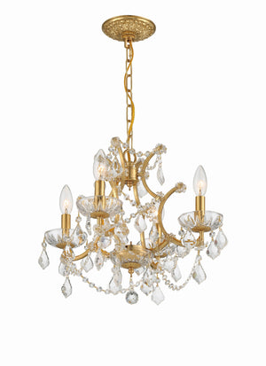 Filmore 4 Light Hand Cut Crystal Antique Gold Mini Chandelier 4454-GA-CL-MWP