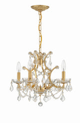 Filmore 4 Light Hand Cut Crystal Antique Gold Mini Chandelier 4454-GA-CL-MWP