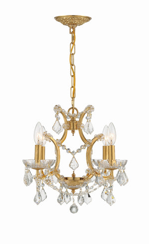 Filmore 4 Light Hand Cut Crystal Antique Gold Mini Chandelier 4454-GA-CL-MWP