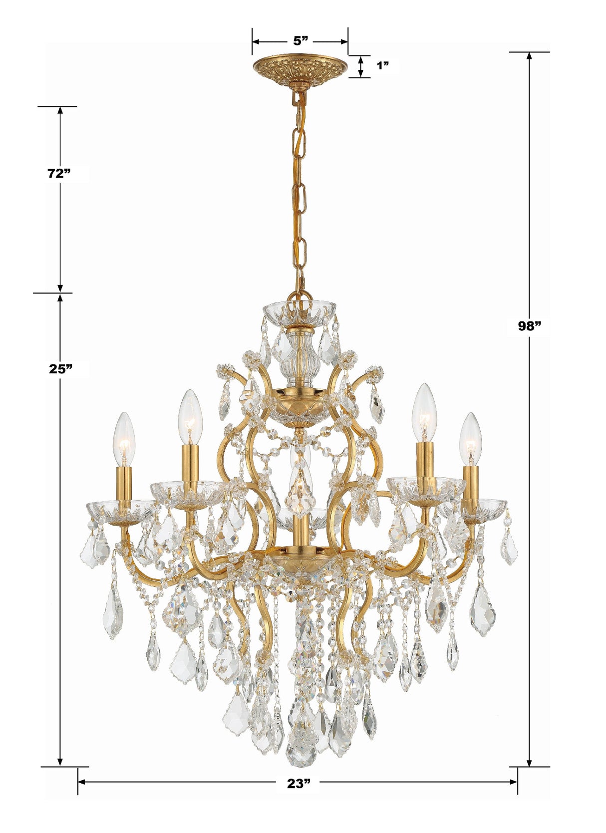 Filmore 6 Light Hand Cut Crystal Antique Gold Chandelier 4455-GA-CL-MWP