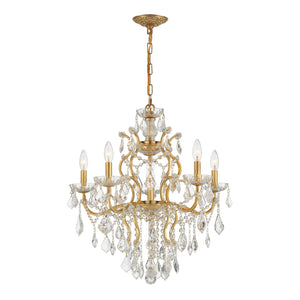 Filmore 6 Light Swarovski Strass Crystal Antique Gold Chandelier 4455-GA-CL-S