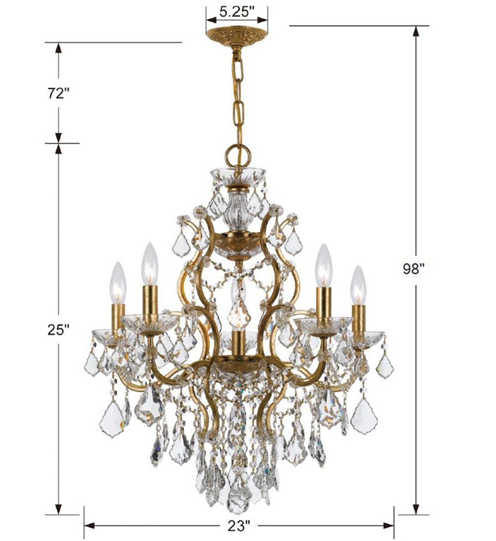 Filmore 6 Light Swarovski Strass Crystal Antique Gold Chandelier 4455-GA-CL-S