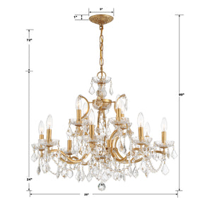 Filmore 12 Light Hand Cut Crystal Antique Gold Chandelier 4456-GA-CL-MWP