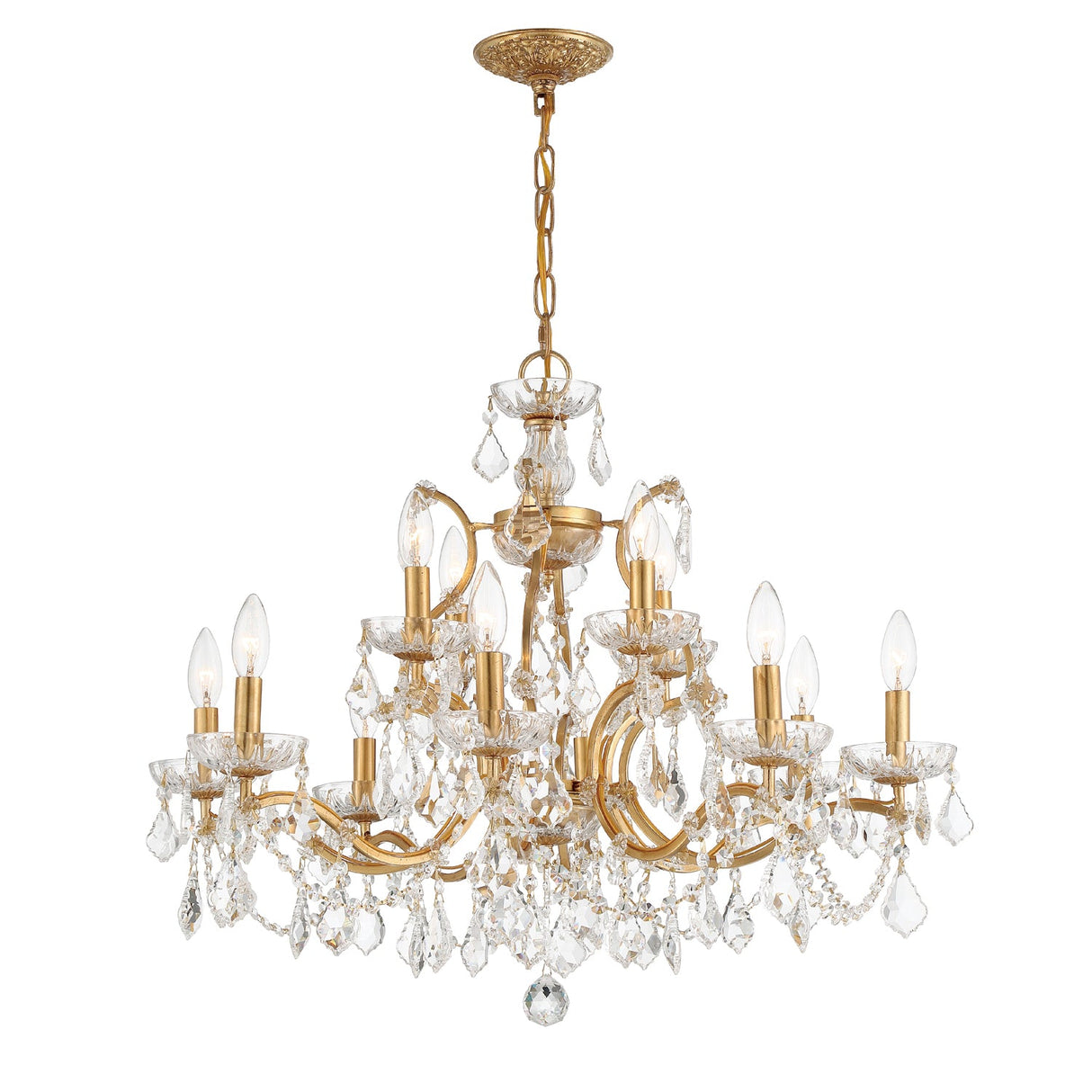 Filmore 12 Light Spectra Crystal Antique Gold Chandelier 4456-GA-CL-SAQ