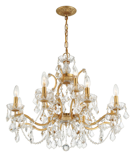 Filmore 12 Light Swarovski Strass Crystal Antique Gold Chandelier 4456-GA-CL-S