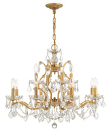 Filmore 12 Light Swarovski Strass Crystal Antique Gold Chandelier 4456-GA-CL-S