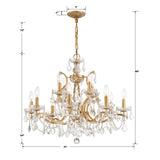 Filmore 12 Light Swarovski Strass Crystal Antique Gold Chandelier 4456-GA-CL-S