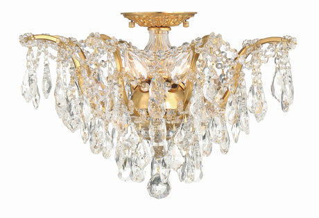 Filmore 5 Light Hand Cut Crystal Antique Gold Flush Mount 4457-GA-CL-MWP