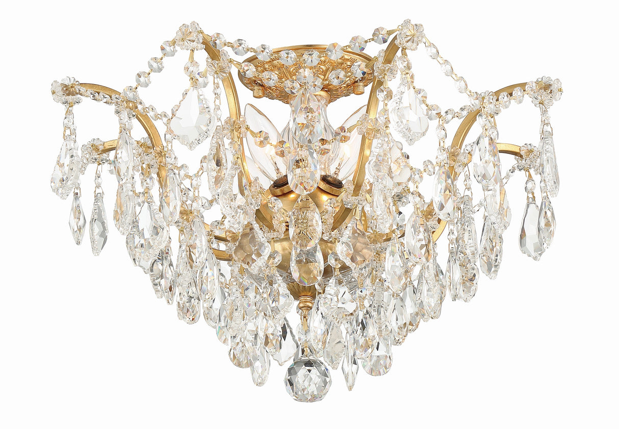 Filmore 5 Light Hand Cut Crystal Antique Gold Flush Mount 4457-GA-CL-MWP