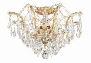 Filmore 5 Light Hand Cut Crystal Antique Gold Flush Mount 4457-GA-CL-MWP