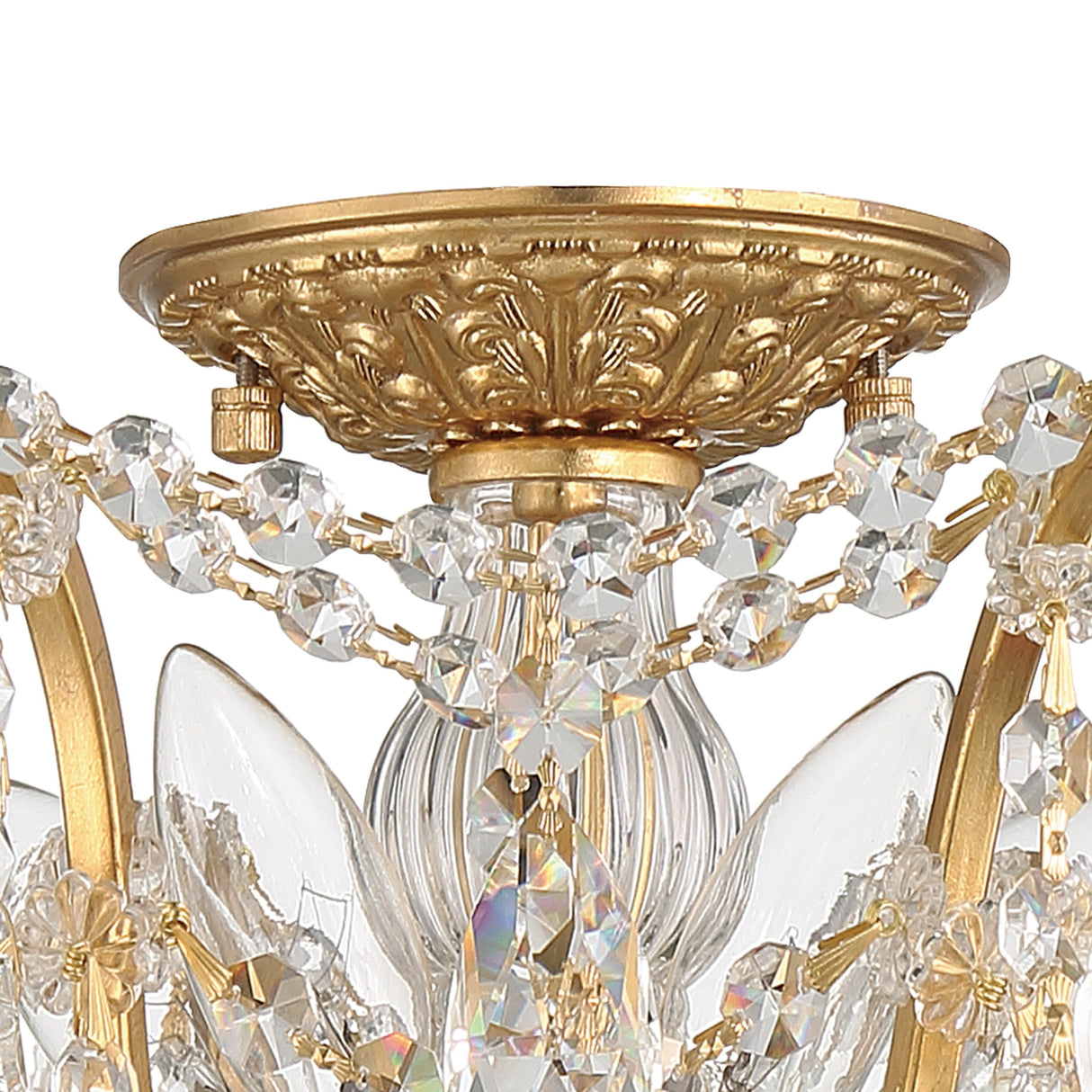 Filmore 5 Light Hand Cut Crystal Antique Gold Flush Mount 4457-GA-CL-MWP