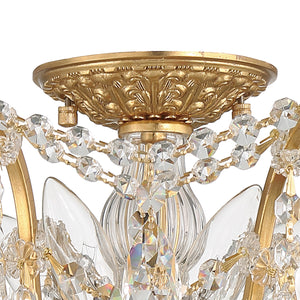 Filmore 5 Light Hand Cut Crystal Antique Gold Flush Mount 4457-GA-CL-MWP