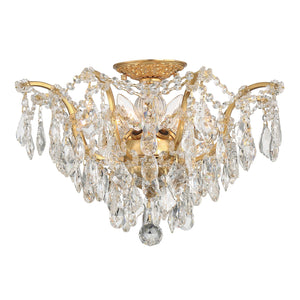 Filmore 5 Light Swarovski Strass Crystal Antique Gold Flush Mount 4457-GA-CL-S