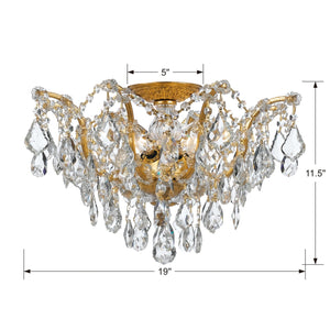 Filmore 5 Light Swarovski Strass Crystal Antique Gold Flush Mount 4457-GA-CL-S