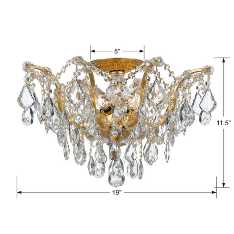 Filmore 5 Light Swarovski Strass Crystal Antique Gold Flush Mount 4457-GA-CL-S