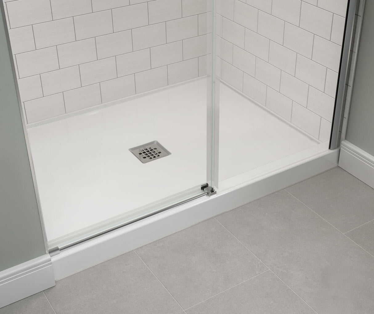 MAAX 420030-541-001-000 B3X 4836 Acrylic Alcove Shower Base with Anti-slip Bottom with Center Drain in White