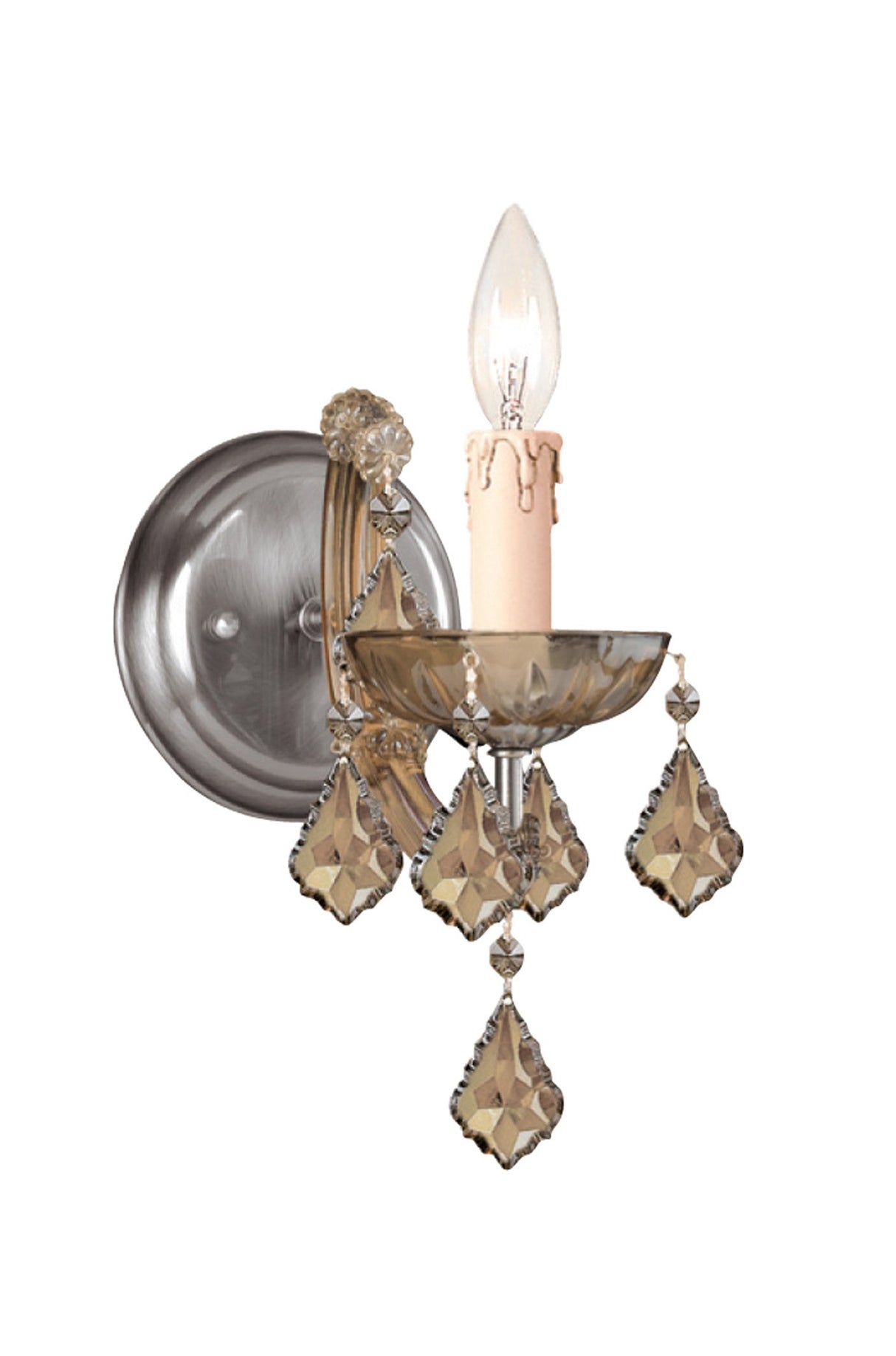 Maria Theresa 1 Light Golden Teak Swarovski Strass Crystal Antique Brass Sconce 4471-AB-GT-S