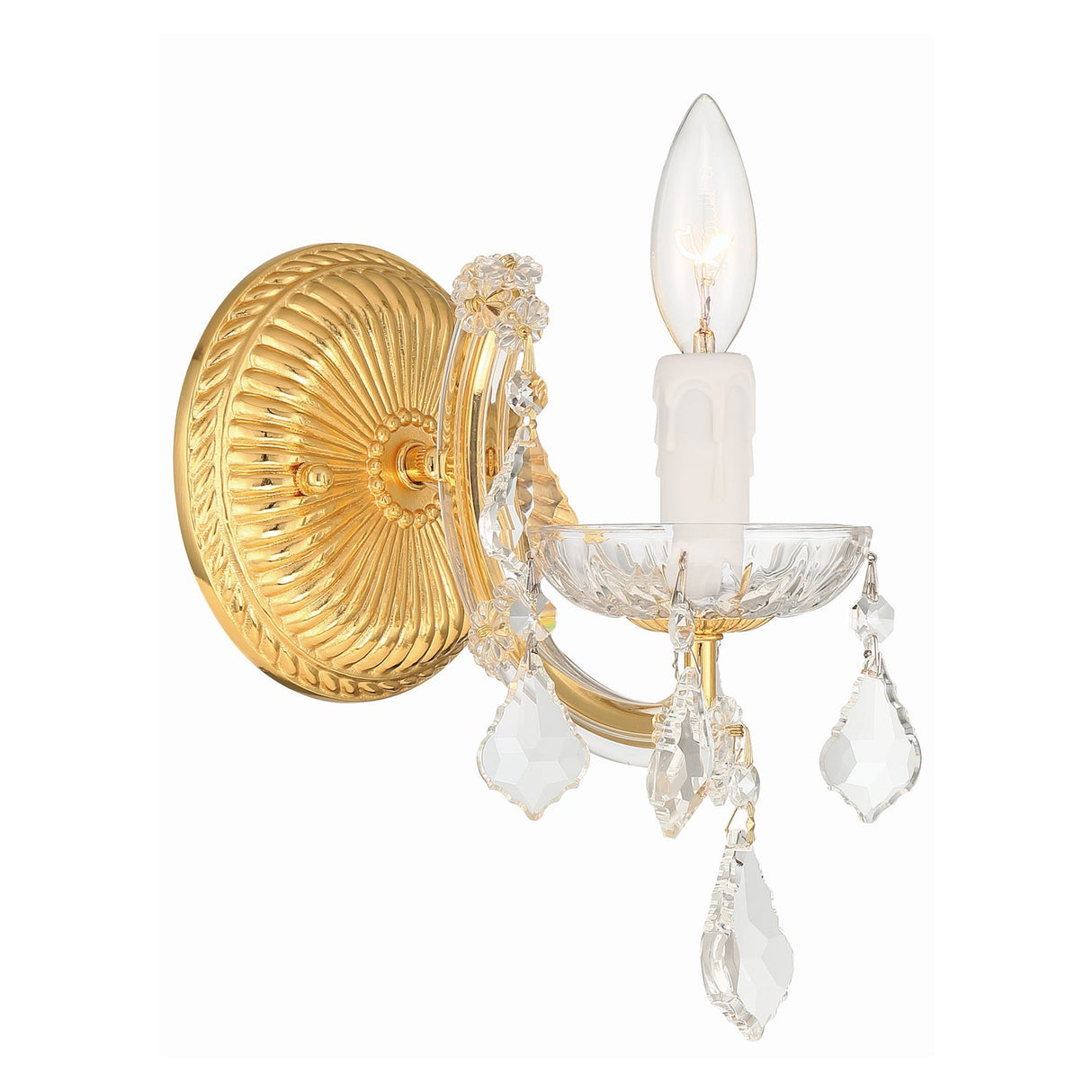 Maria Theresa 1 Light Hand Cut Crystal Gold Sconce 4471-GD-CL-MWP