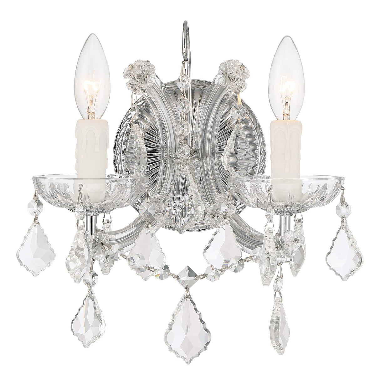 Maria Theresa 2 Light Hand Cut Crystal Polished Chrome Sconce 4472-CH-CL-MWP