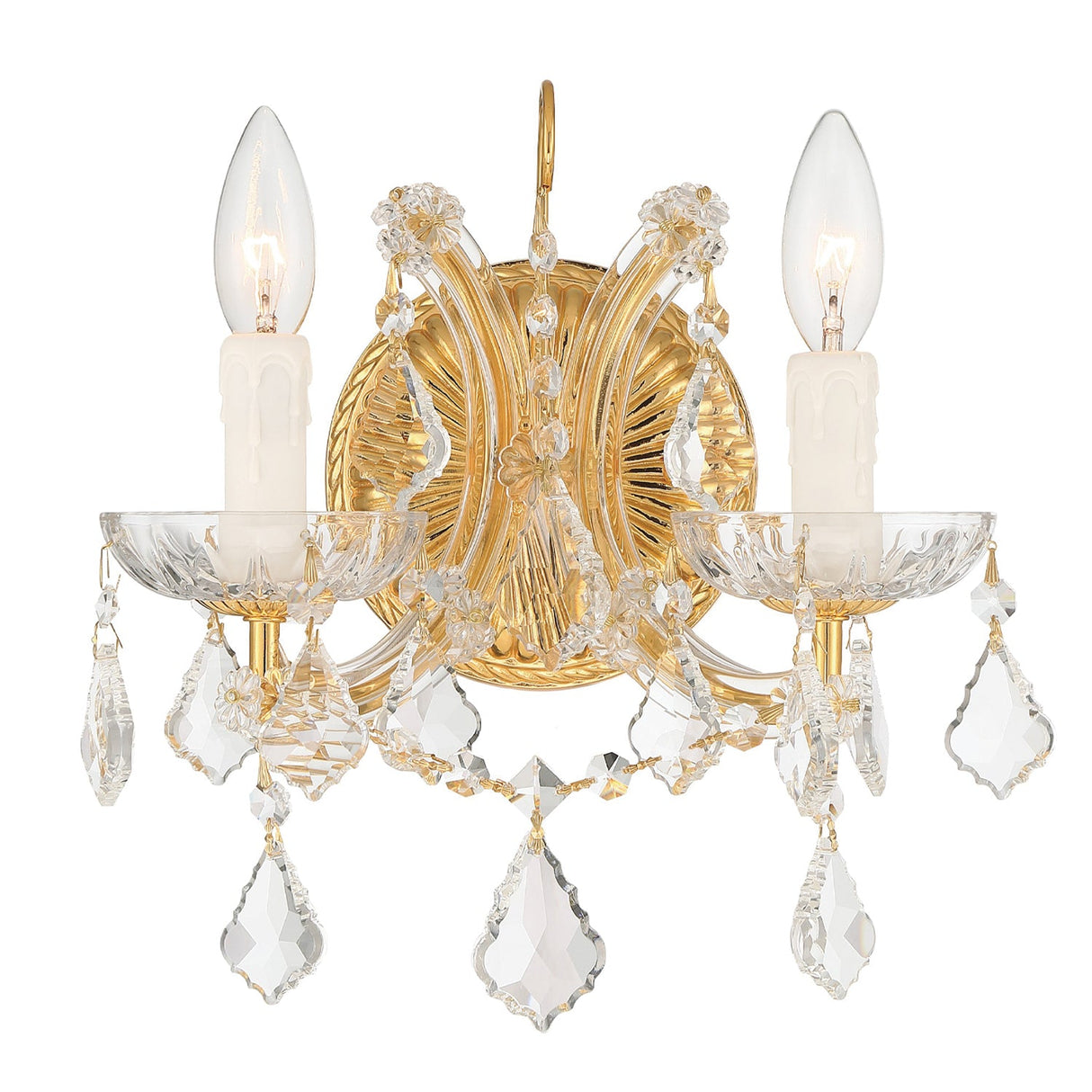 Maria Theresa 2 Light Clear Italian Crystal Gold Sconce 4472-GD-CL-I