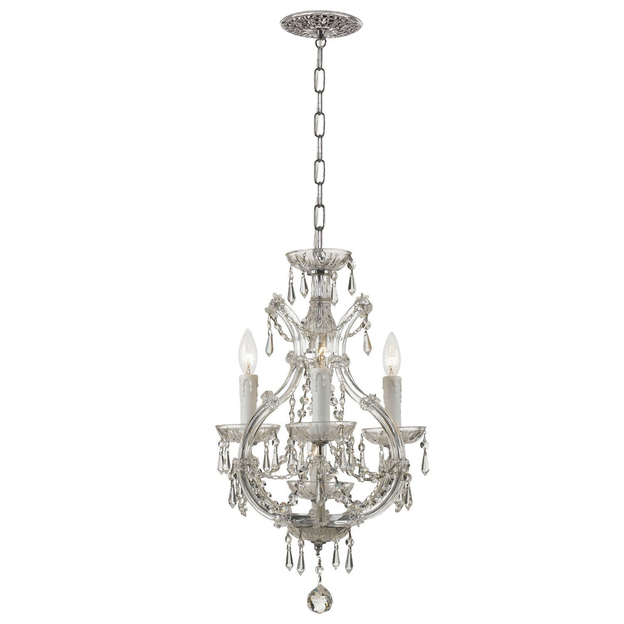 Maria Theresa 4 Light Hand Cut Crystal Polished Chrome Mini Chandelier 4473-CH-CL-MWP