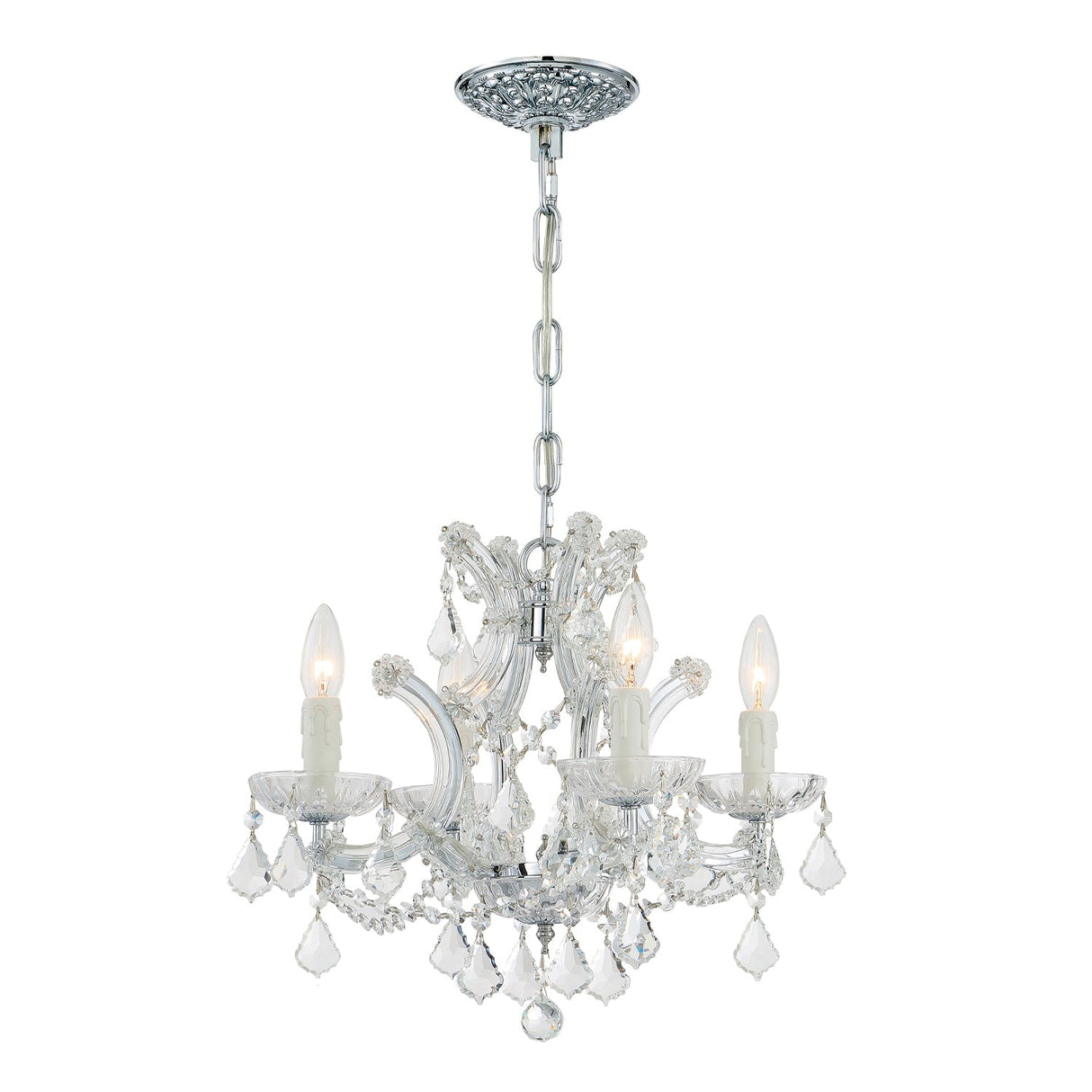 Maria Theresa 4 Light Hand Cut Crystal Polished Chrome Mini Chandelier 4474-CH-CL-MWP