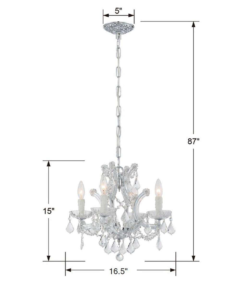 Maria Theresa 4 Light Clear Italian Crystal Polished Chrome Mini Chandelier 4474-CH-CL-I