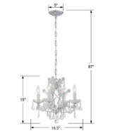 Maria Theresa 4 Light Clear Italian Crystal Polished Chrome Mini Chandelier 4474-CH-CL-I