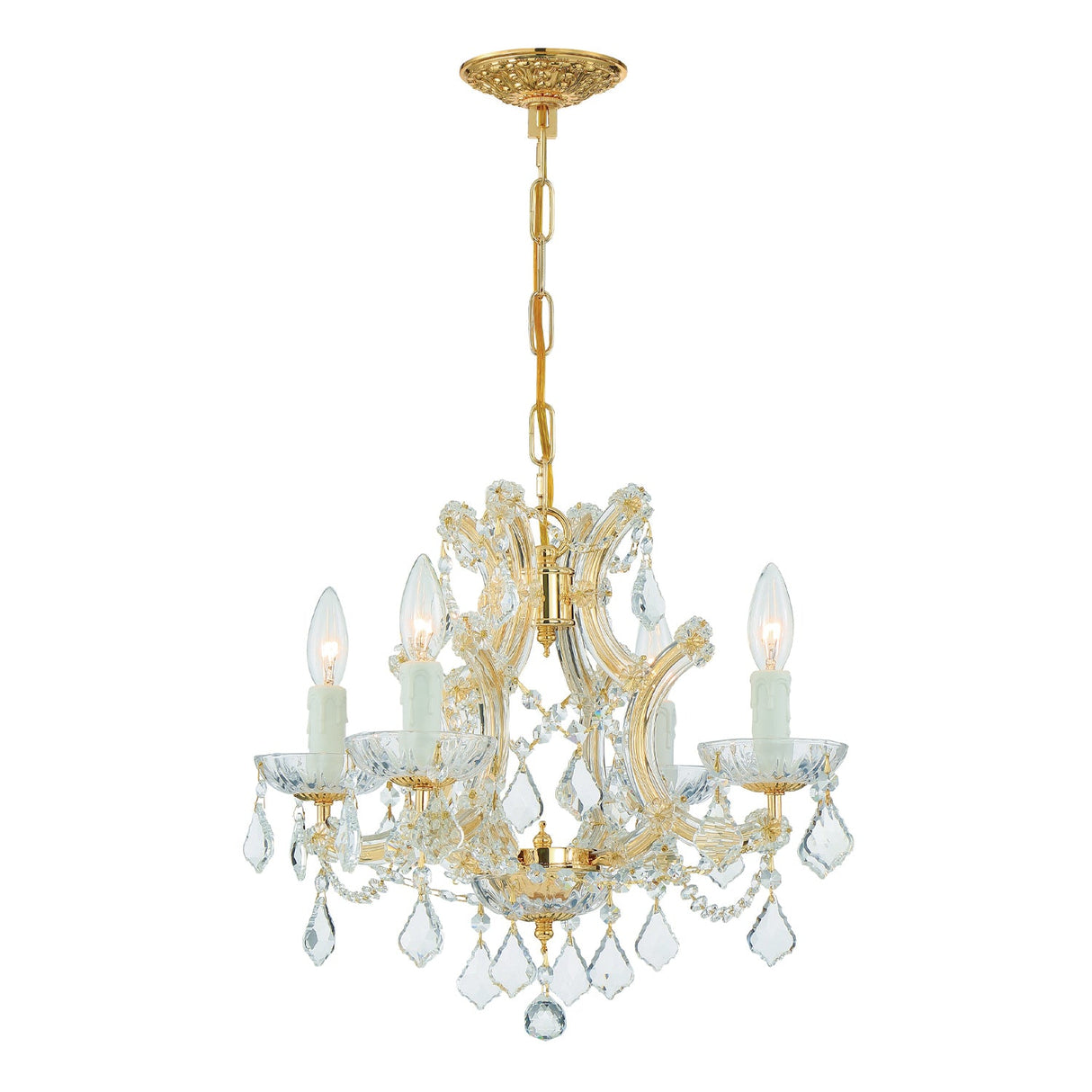 Maria Theresa 4 Light Clear Italian Crystal Gold Mini Chandelier 4474-GD-CL-I