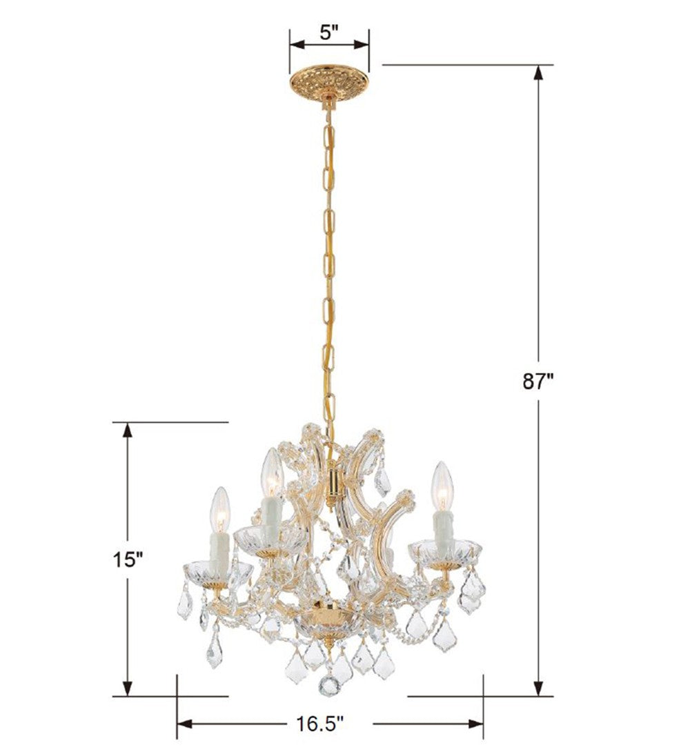 Maria Theresa 4 Light Clear Italian Crystal Polished Chrome Mini Chandelier 4474-CH-CL-I