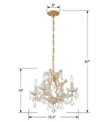 Maria Theresa 4 Light Clear Italian Crystal Polished Chrome Mini Chandelier 4474-CH-CL-I