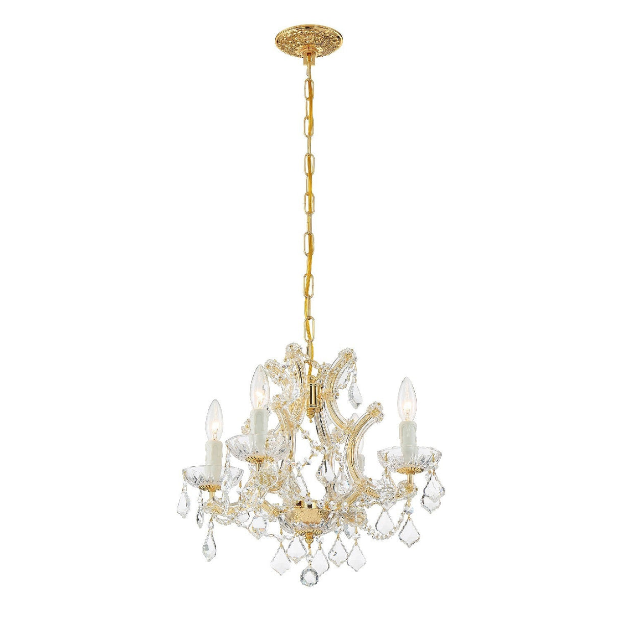 Maria Theresa 4 Light Clear Italian Crystal Polished Chrome Mini Chandelier 4474-CH-CL-I