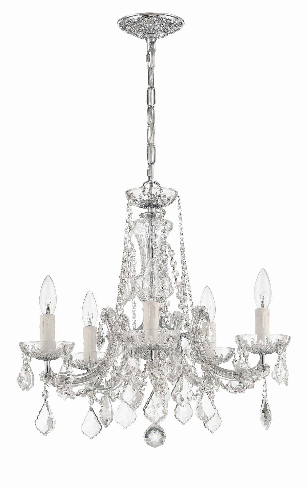 Maria Theresa 5 Light Hand Cut Crystal Polished Chrome Chandelier 4476-CH-CL-MWP