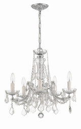 Maria Theresa 5 Light Hand Cut Crystal Polished Chrome Chandelier 4476-CH-CL-MWP