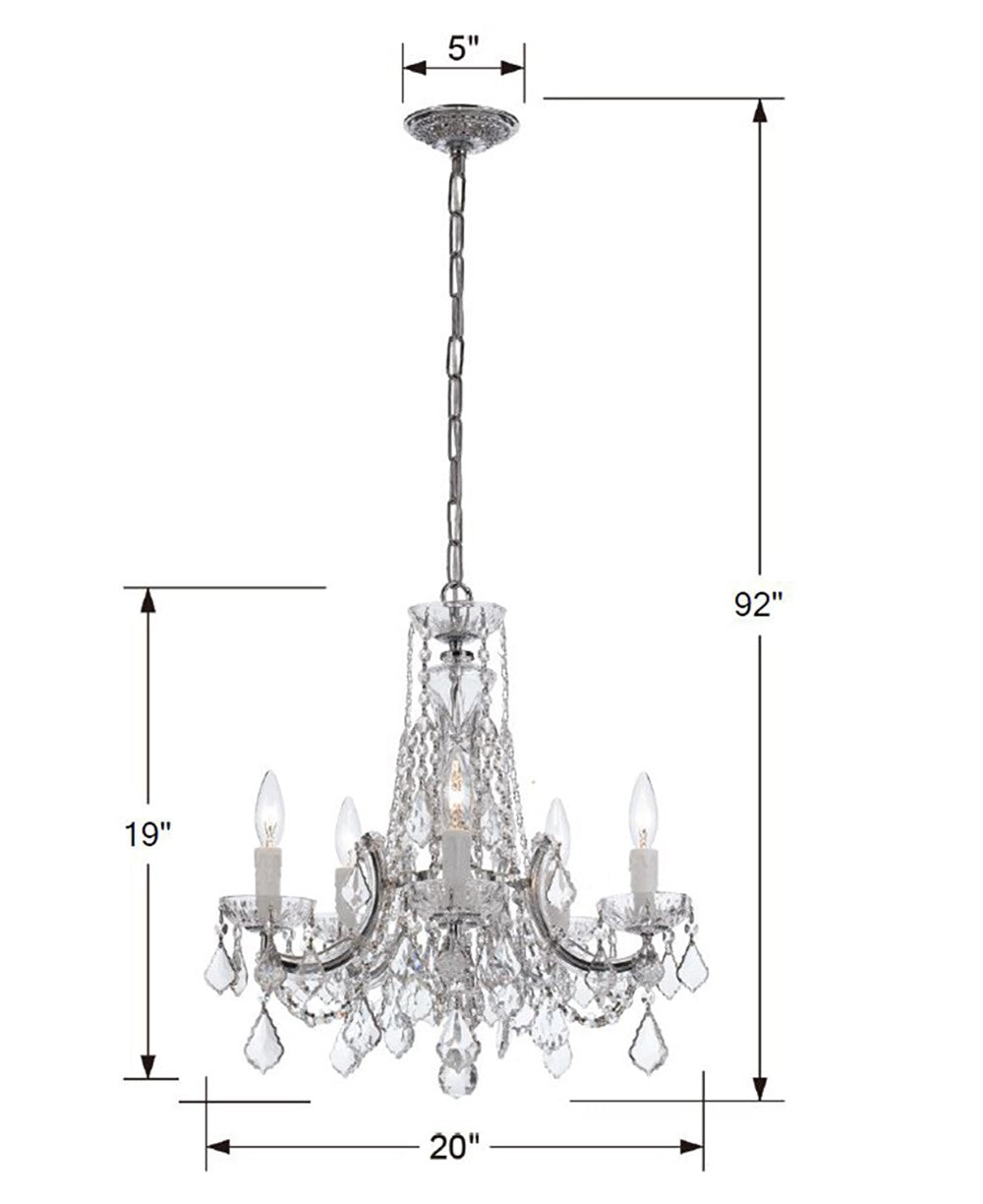 Maria Theresa 5 Light Hand Cut Crystal Polished Chrome Chandelier 4476-CH-CL-MWP