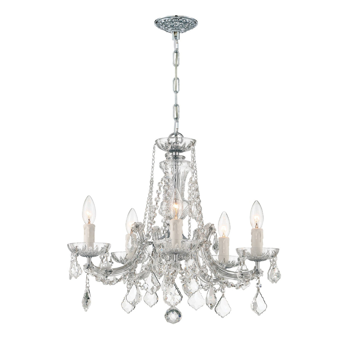 Maria Theresa 5 Light Swarovski Strass Crystal Polished Chrome Chandelier 4476-CH-CL-S