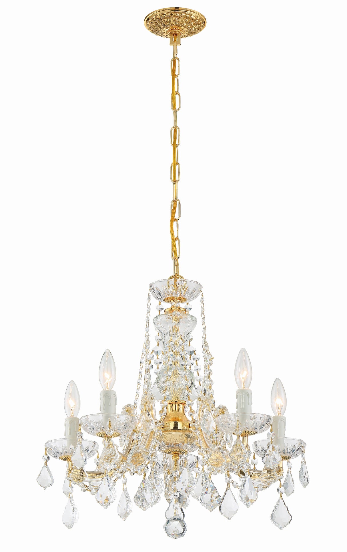 Maria Theresa 5 Light Hand Cut Crystal Polished Chrome Chandelier 4476-CH-CL-MWP