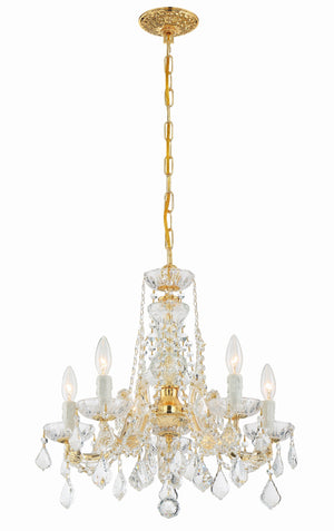 Maria Theresa 5 Light Hand Cut Crystal Polished Chrome Chandelier 4476-CH-CL-MWP